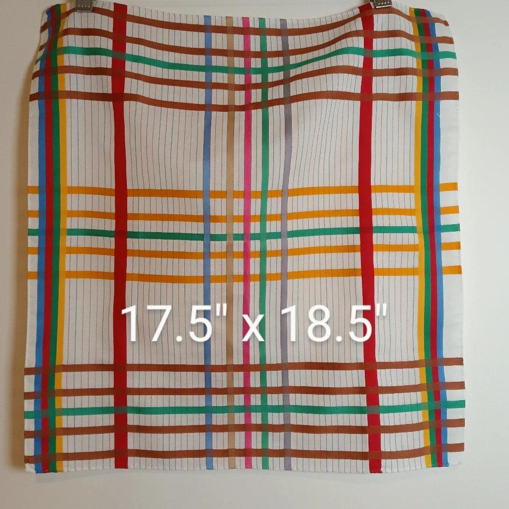 2 Vintage Colorful Plaid Women's Scarf /Handkerchief/Pocket Square
